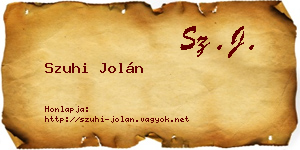 Szuhi Jolán névjegykártya